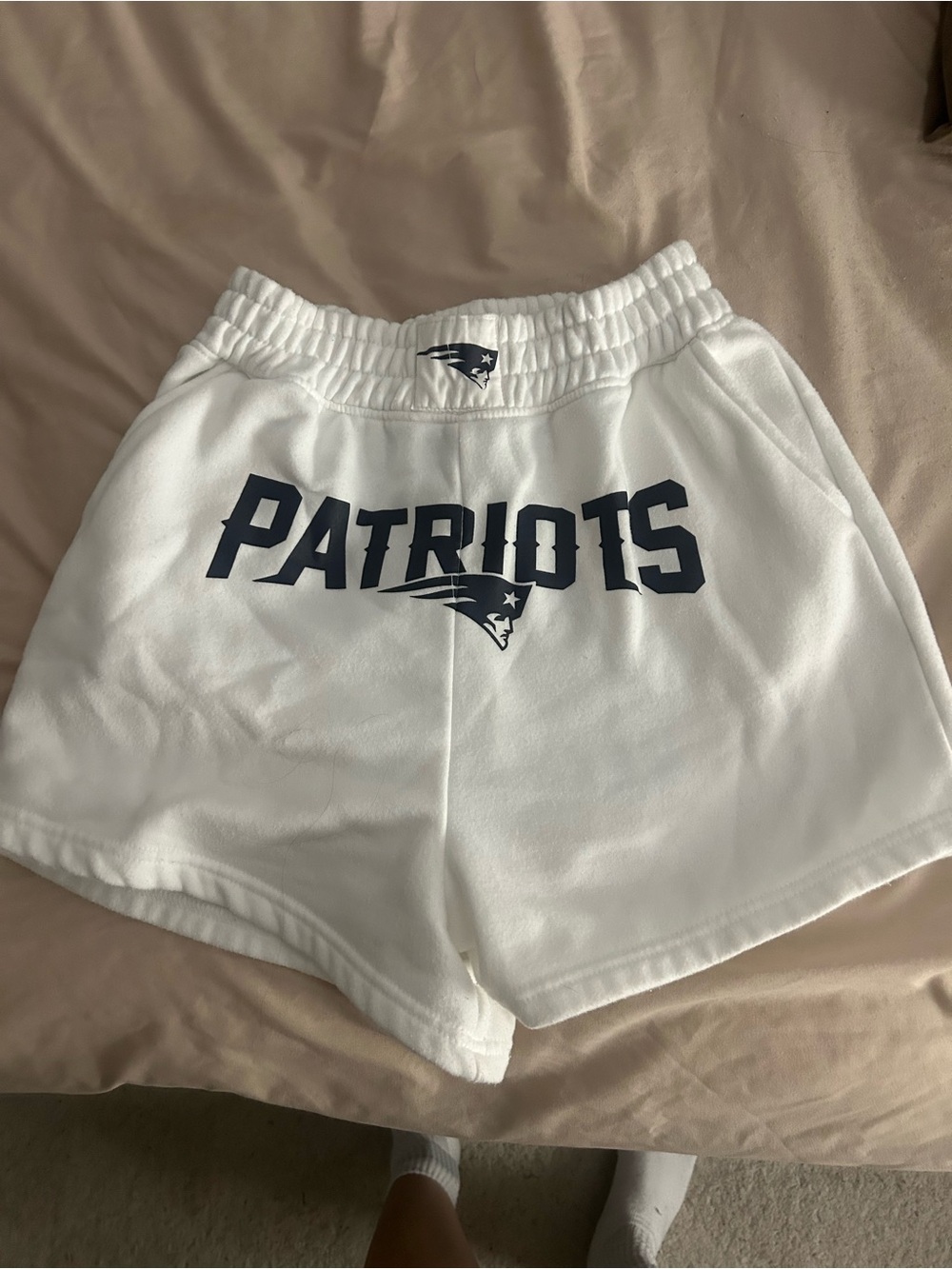 Patriots Women's White Athletic Shorts with Team Logo